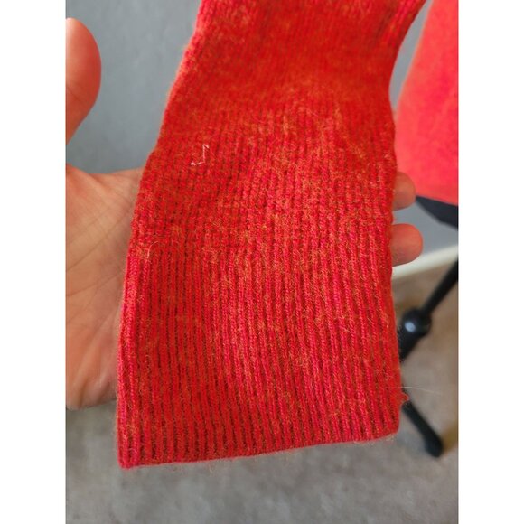 Madewell Wool Alpaca Blend Red Orange 3/4 Button Sweater Womens XS Waffle - Picture 6 of 13